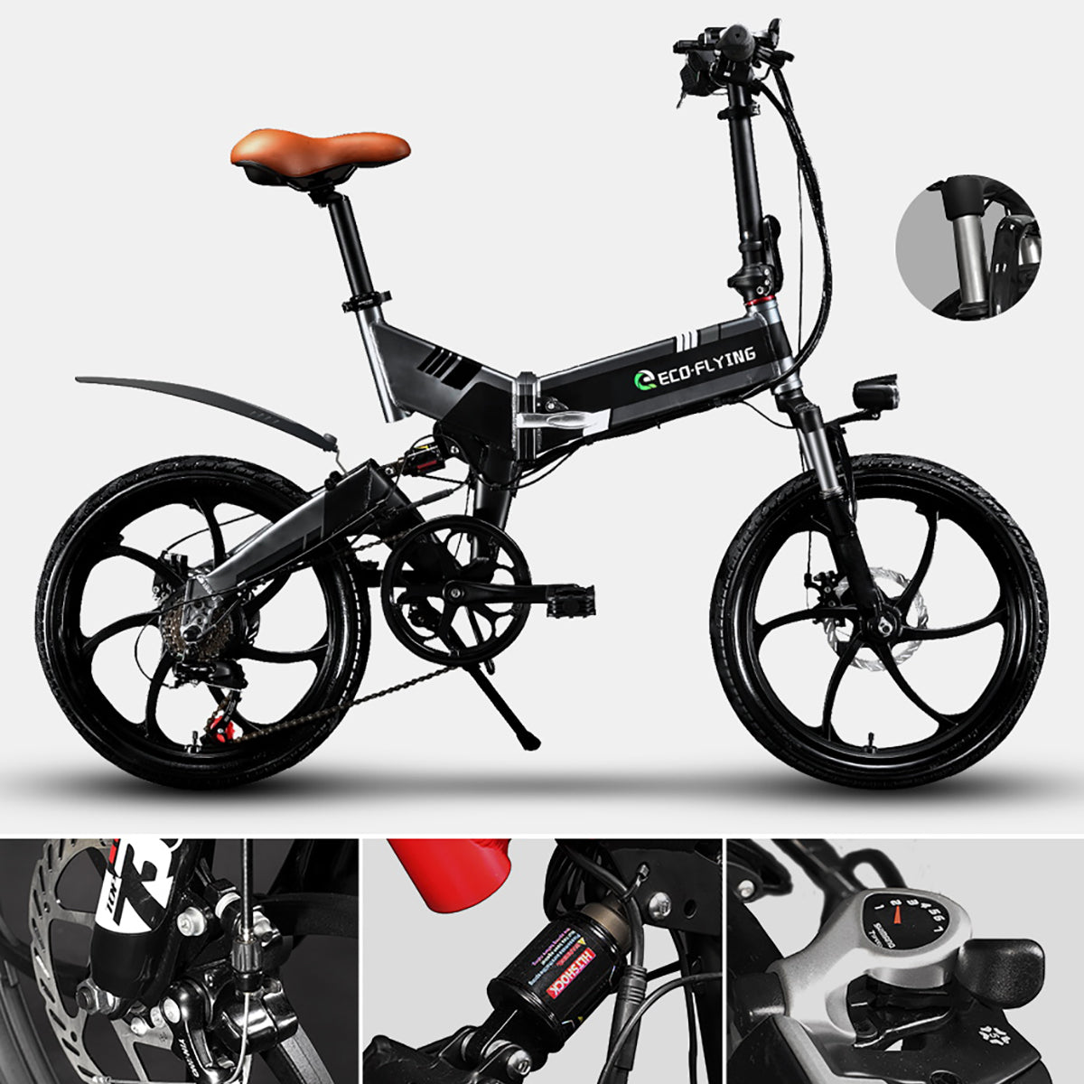 Bicicleta eléctrica plegable Hi-Flying F501 250W-36V-8Ah (nd) - rueda 20"