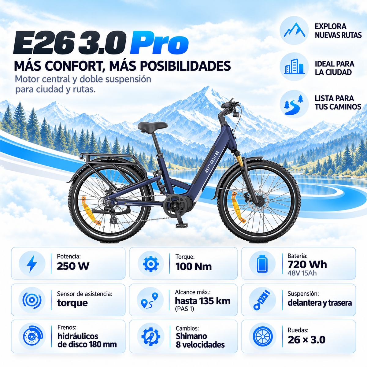 Bicicleta eléctrica ENGWE E26 3.0 PRO trekking 720 Wh