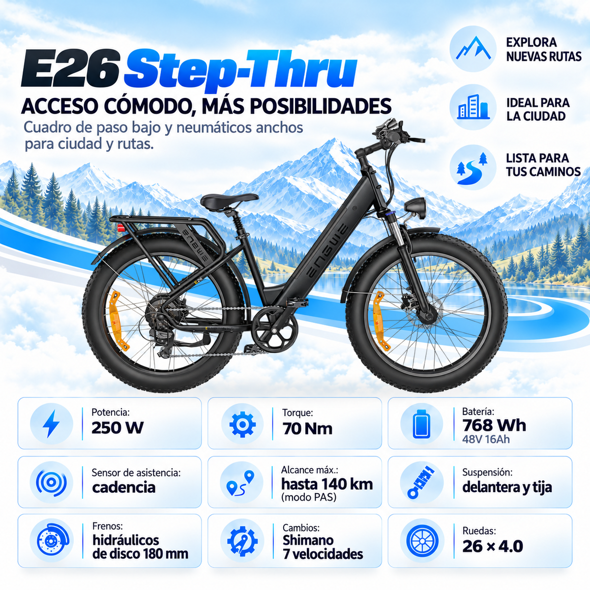 Bicicleta eléctrica ENGWE E26 ST trekking 768 Wh