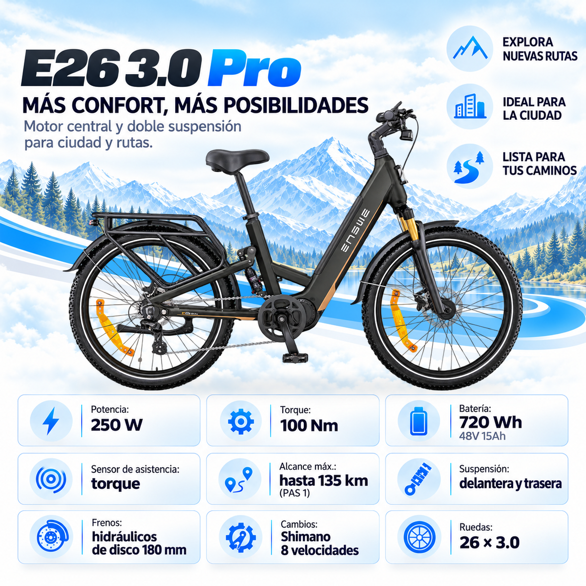 Bicicleta eléctrica ENGWE E26 3.0 PRO trekking 720 Wh